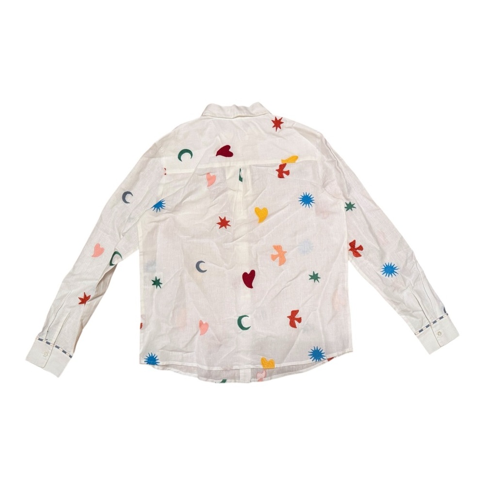 TOMBOY SHIRT SEZANE PANGEA BLOUSE BUTTON UP TOP WHITE NWT SIZE 36 Embroidery - Picture 5 of 10
